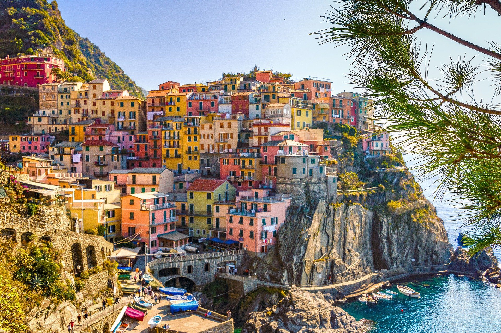 City in Italy built up on a cliff.